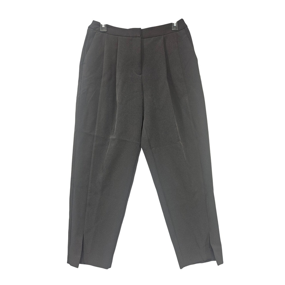 Worthington Black Pleated Tapered Trousers High Rise Workwear Pants Size 8